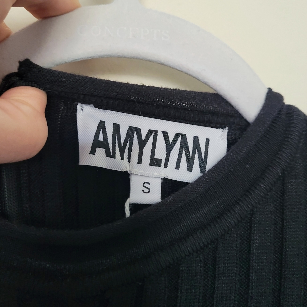 AMYLYNN The Bae Wide Leg Fitted Knit Jumpsuit in Black - Picture 9 of 12